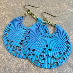 Colorful purple & blue crescent moon earrings